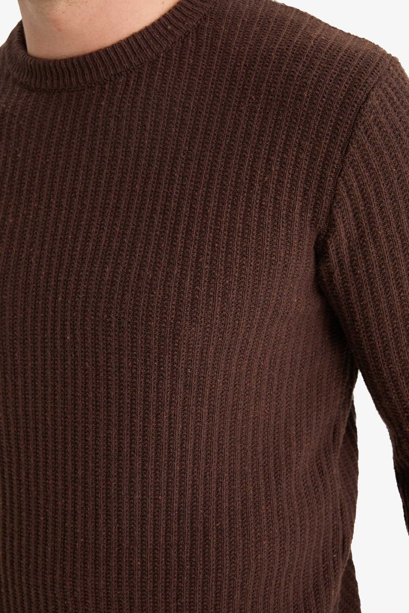 DeFacto Brown Man Standard Fit Crew Neck Knitwear Pullover Casual - Image 5